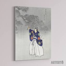 "Artery8 Noh Theater Play Eboshi Ori Actor Canvas Wall Art Print Tsukioka in Blue - Size: W18"" x H24""" - thumbnail 2