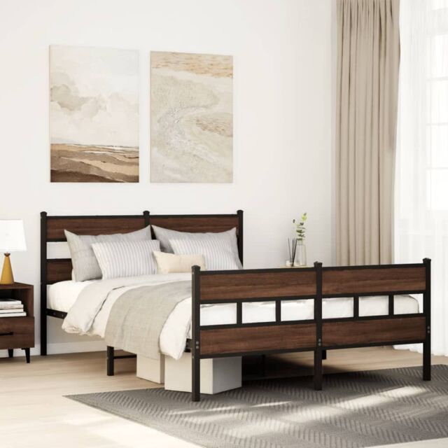 Berkfield Home Bed Frame without Mattress with Headboard & Footboard 140x200 cm in Brown - image 1