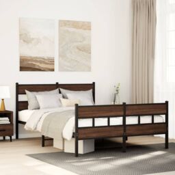 Berkfield Home Bed Frame without Mattress with Headboard & Footboard 140x200 cm in Brown