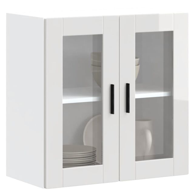 Berkfield Home Kitchen Wall Cabinet with Glass Door Porto High Gloss White - image 1