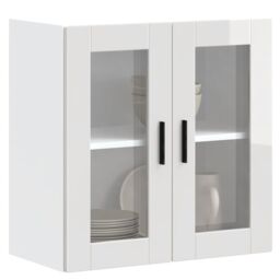 Berkfield Home Kitchen Wall Cabinet with Glass Door Porto High Gloss White - thumbnail 1