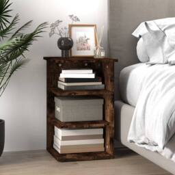 Berkfield Home Side Cabinet Smoked Oak 35x35x55 cm Engineered Wood in Brown - Size: 35 x 35 x 55 cm - thumbnail 1