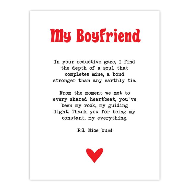 "Artery8 Love Poem My Everything Boyfriend Romantic Poetry Wall Art Print in White - Size: W24"" x H32""" - image 1