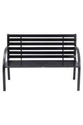 Living and Home Outdoor Park Bench Solid Wood Metal Garden Bench in Black - thumbnail 4