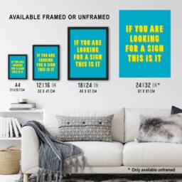 Artery8 If You Are Looking For A Sign Modern Blue Framed Wall Art Print - Size: A4 - thumbnail 3