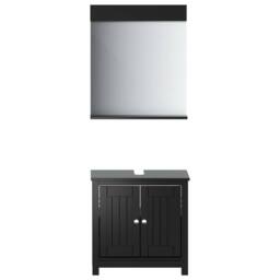 Berkfield Home 2 Piece Bathroom Furniture Set BERG Black Solid Wood Pine