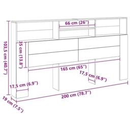 Berkfield Home Headboard Cabinet Artisian Oak 200x19x103.5 cm Engineered Wood in Brown - thumbnail 9