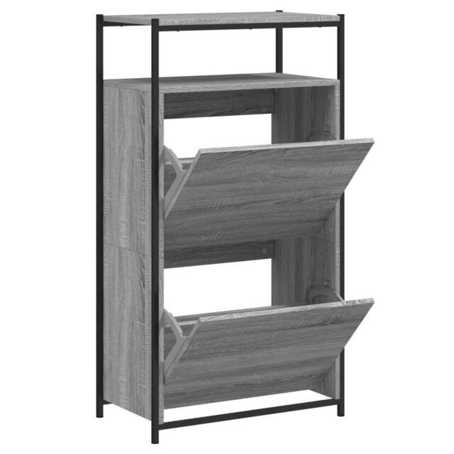 Berkfield Home Shoe Cabinet Grey Sonoma 60x34x112 Engineered Wood - image 1