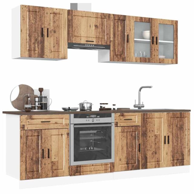 Berkfield Home 8 Piece Kitchen Cabinet Set Kalmar Old Wood Engineered Wood in Brown - image 1