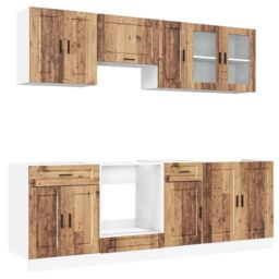 Berkfield Home 8 Piece Kitchen Cabinet Set Kalmar Old Wood Engineered Wood in Brown - thumbnail 2