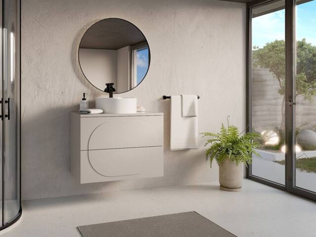Vente-unique Wall-Hung Vanity Unit - Beige - 80 Cm - VUTOMA - image 1