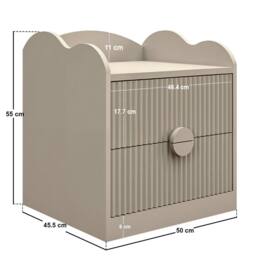 Flair Calista 2 Drawer Cloud Ribbed Bedside Table in Beige - thumbnail 6