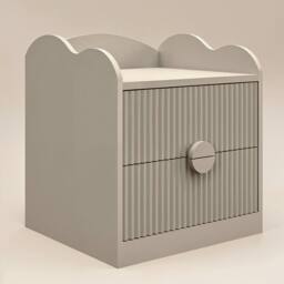 Flair Calista 2 Drawer Cloud Ribbed Bedside Table in Beige - thumbnail 4