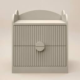 Flair Calista 2 Drawer Cloud Ribbed Bedside Table in Beige - thumbnail 5