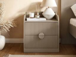 Flair Calista 2 Drawer Cloud Ribbed Bedside Table in Beige - thumbnail 2