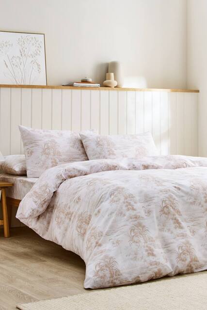 CHRISTY 'Botanical Palace' Regal Inspired Cotton Percale Duvet Cover Set in Beige - Size: Super King - image 1