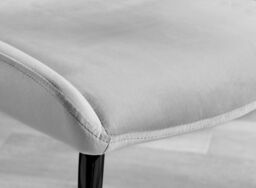 FurnitureboxUK Set of 2 Nora Deep Padded Luxurious Dining Chairs Upholstered In Soft Velvet With Black Legs in Light Grey - thumbnail 4