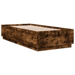 Berkfield Home Bed Frame without Mattress Smoked Oak 100x200 cm in Brown - thumbnail 3