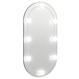 Berkfield Home Mirror with LED Lights 80x40 cm Glass Oval in Silver - thumbnail 2