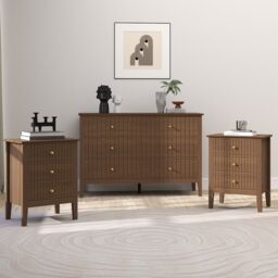 Melody Maison Large Chest Of Drawers & Pair Of Bedside Tables - Hales Dark Wood Range in Brown - thumbnail 2