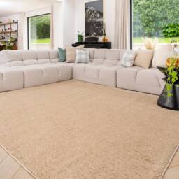 Kukoon Machine Washable Shaggy Rug Cream Beige Fluffy Bedroom Carpet Mat - Size: 80 cm x 150 cm - thumbnail 1