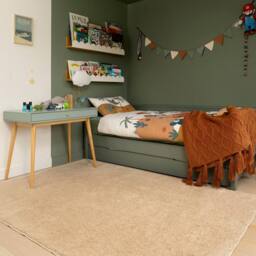 Kukoon Machine Washable Shaggy Rug Cream Beige Fluffy Bedroom Carpet Mat - Size: 80 cm x 150 cm - thumbnail 2