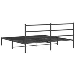 Berkfield Home Metal Bed Frame without Mattress with Headboard Black 193x203cm - Size: 193x203 cm - thumbnail 7