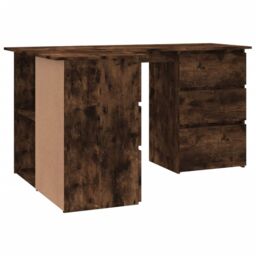 Berkfield Home Corner Desk Smoked Oak 145x100x76 cm Engineered Wood in Brown - Size: 145 x 100 x 76 cm - thumbnail 5