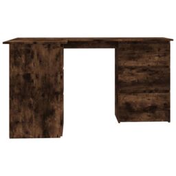 Berkfield Home Corner Desk Smoked Oak 145x100x76 cm Engineered Wood in Brown - Size: 145 x 100 x 76 cm - thumbnail 6