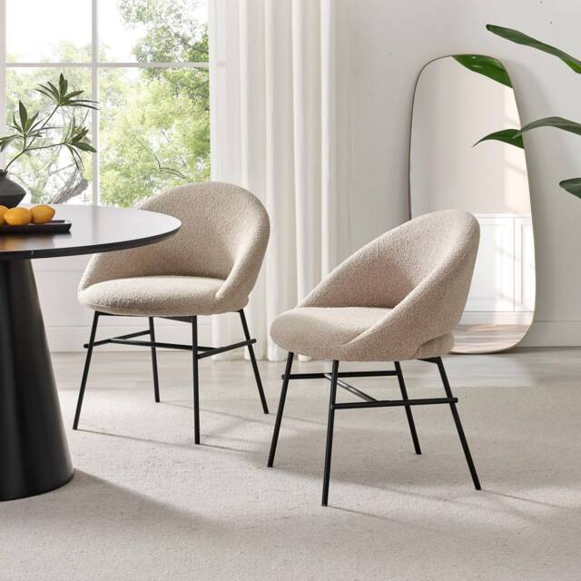 FurnitureboxUK 2x Nella Beige Fabric Dining Chairs - image 1