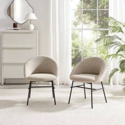 FurnitureboxUK 2x Nella Beige Fabric Dining Chairs - thumbnail 2