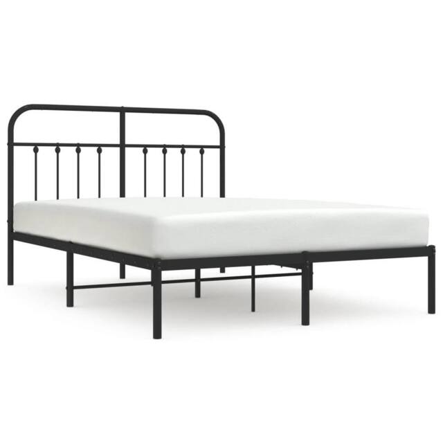 Berkfield Home Metal Bed Frame with Headboard Black 140x200 cm - image 1