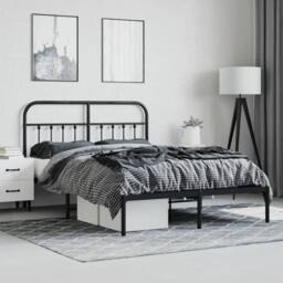 Berkfield Home Metal Bed Frame with Headboard Black 140x200 cm - thumbnail 4