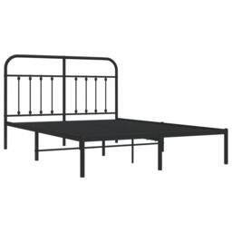 Berkfield Home Metal Bed Frame with Headboard Black 140x200 cm - thumbnail 3