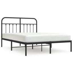 Berkfield Home Metal Bed Frame with Headboard Black 140x200 cm - thumbnail 1