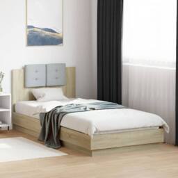 Berkfield Home Bed Frame with LED without Mattress Sonoma Oak 90x200 cm in Brown - thumbnail 2