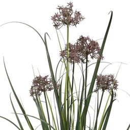 Leaf Artificial Grass Plant Potted with Flower Detail 95cm in Green - thumbnail 2
