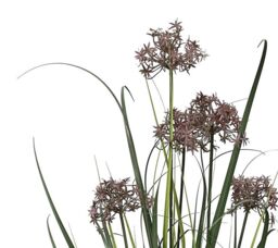 Leaf Artificial Grass Plant Potted with Flower Detail 95cm in Green - thumbnail 3