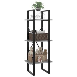 Berkfield Home 3-Tier Book Cabinet Concrete Grey 40x30x105 cm Engineered Wood - Size: 40 x 30 x 105 cm - thumbnail 4