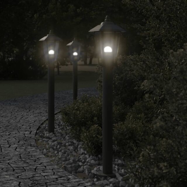 Berkfield Home Outdoor Floor Lamps 3pcs Black 80 cm Stainless Steel - image 1