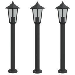 Berkfield Home Outdoor Floor Lamps 3pcs Black 80 cm Stainless Steel - thumbnail 2