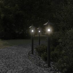 Berkfield Home Outdoor Floor Lamps 3pcs Black 80 cm Stainless Steel - thumbnail 3