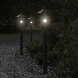 Berkfield Home Outdoor Floor Lamps 3pcs Black 80 cm Stainless Steel - thumbnail 1