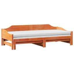 Berkfield Home Versatile Daybed with Trundle without Mattress Wax Brown 80x200 c - thumbnail 1