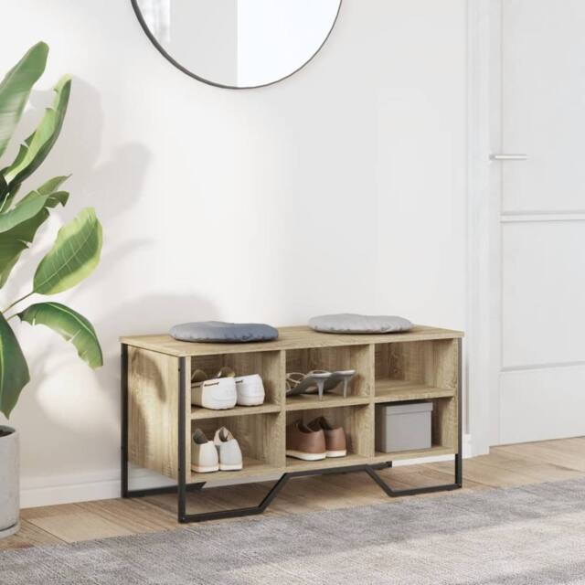 Berkfield Home Shoe Cabinet Sonoma Oak 90x38x45.5 cm Engineered Wood - image 1