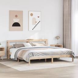 Berkfield Home Beautiful Bed Frame without Mattress 200x200 cm Solid Wood Pine in Natural - thumbnail 2