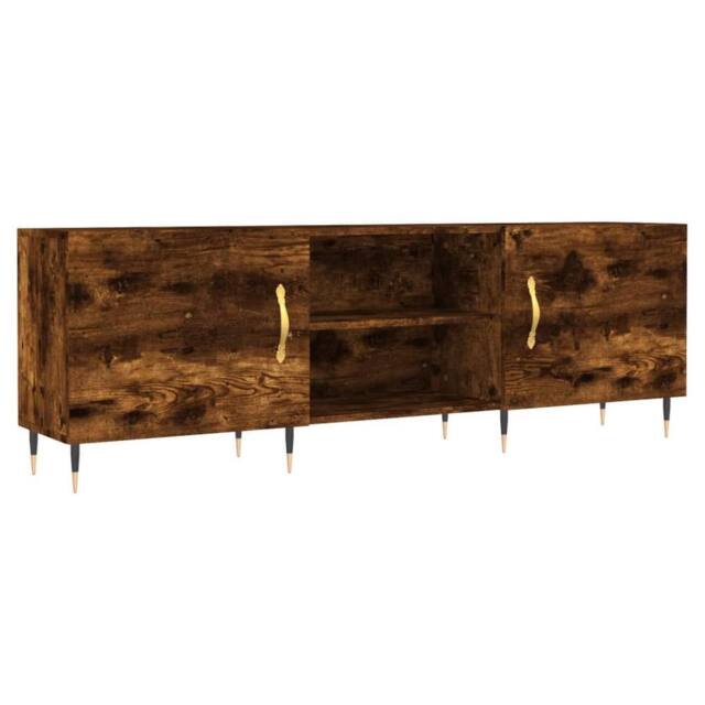 Berkfield Home TV Cabinet Smoked Oak 150x30x50 cm Engineered Wood in Brown - Size: 150 x 30 x 50 cm - image 1