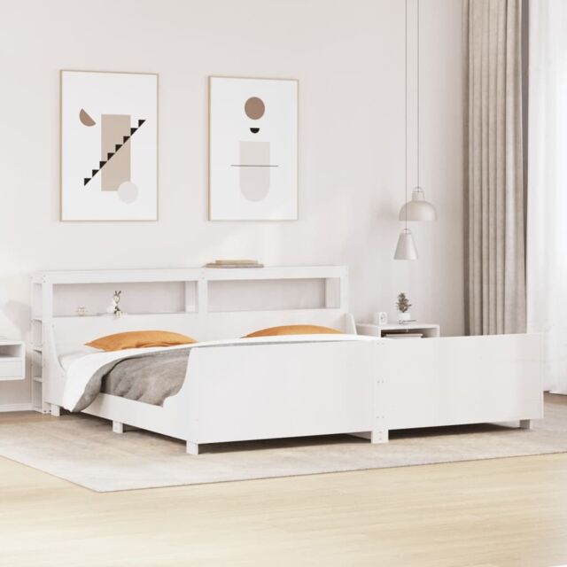 Berkfield Home Bed Frame without Mattress White 180x200 cm Super King Solid Wood Pine - image 1