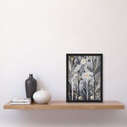 "Artery8 Wildflower Meadow Grey Orange Botanical Folk Art Framed Art Print - Size: W12"" x H16""" - thumbnail 4