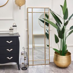 Melody Maison Gold Framed Art Deco Wall / Leaner Mirror 54cm X 142cm in Metallic Gold - Size: 54 cm X 142 cm - thumbnail 5